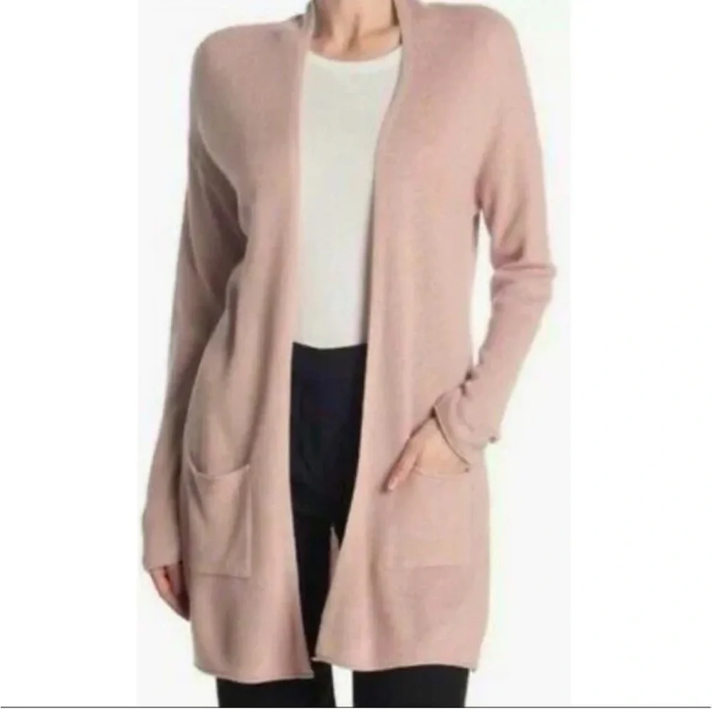 T TAHARI Pink Open-Front Cardigan Sweater